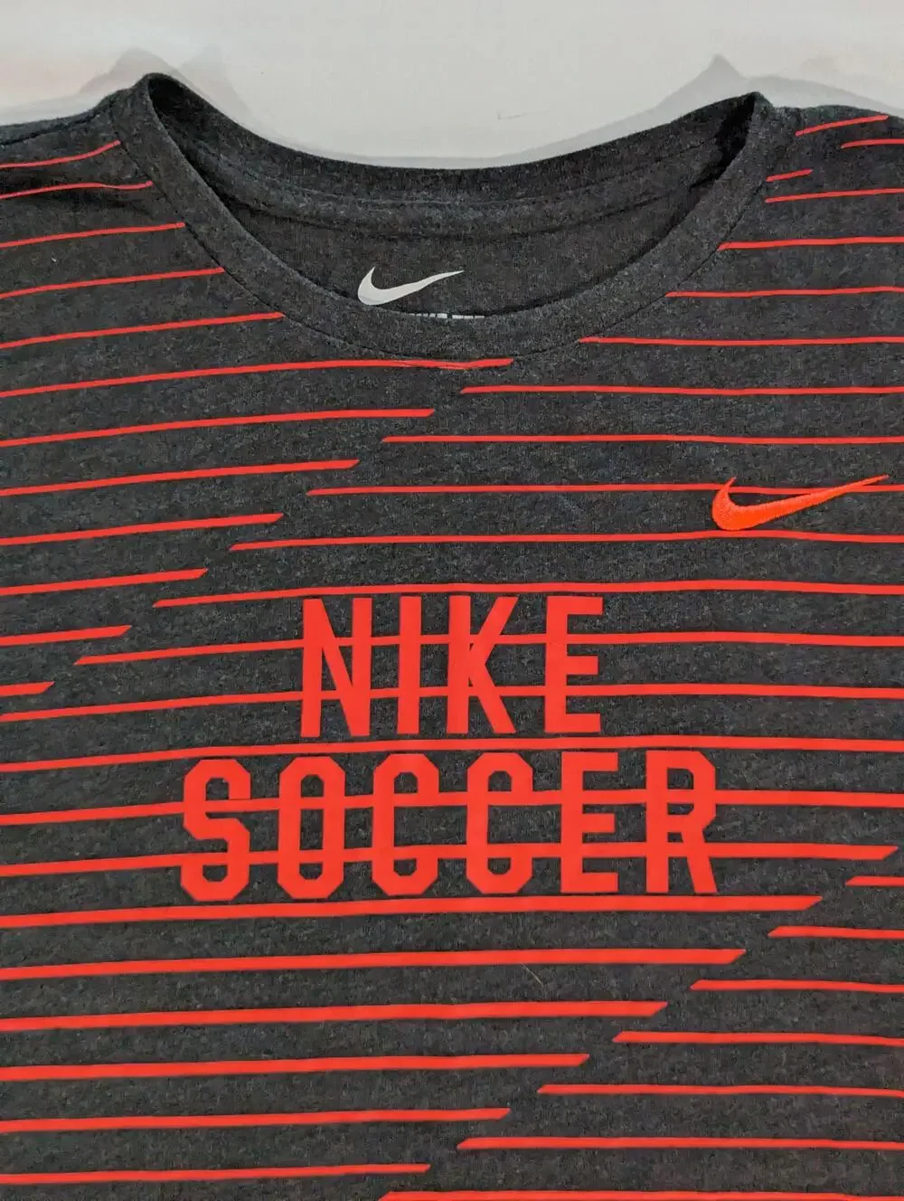Nike Shirt Youth L Gray Dri-FIT Soccer Striped The Nike Tee Crew Neck Athletic